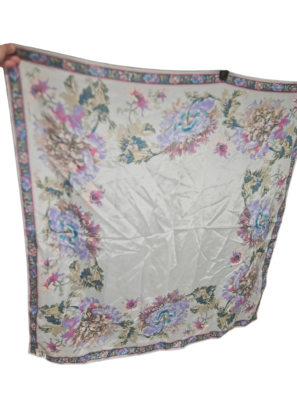 Vintage Liz Claiborne 100% Silk Floral Garden Square Scarf Made in Japan